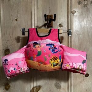JURMICKEY Toddler Swim Float Vest – Pink Mermaid Pirate | 30–66 lbs